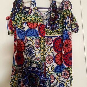 Cold-Shoulder Printed Women's Camisole in Multi-Color